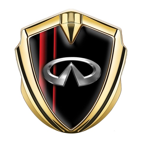 Infiniti Emblem Badge Self Adhesive Gold Black Crimson Stripes Edition