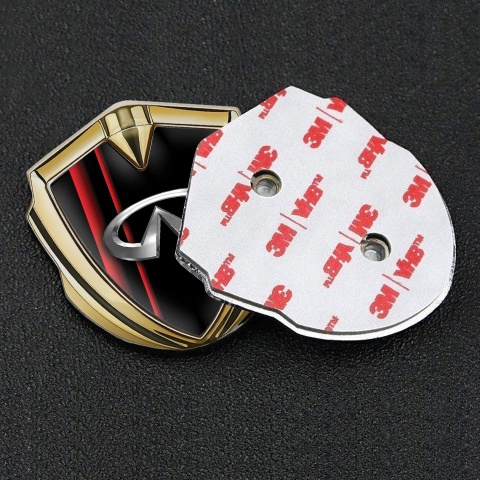 Infiniti Emblem Badge Self Adhesive Gold Black Crimson Stripes Edition