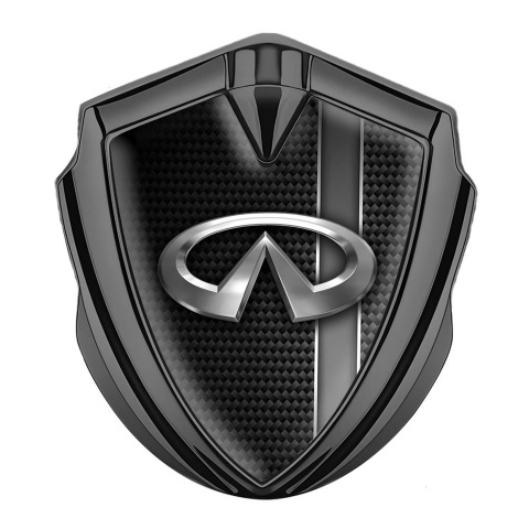 Infiniti Fender Emblem Badge Graphite Dark Carbon Greyscale Stripe Design
