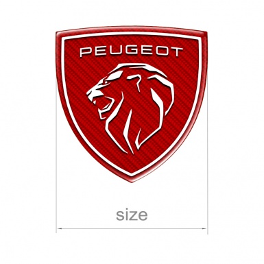 Peugeot Emblem Silicone Sticker Red Carbon New Design