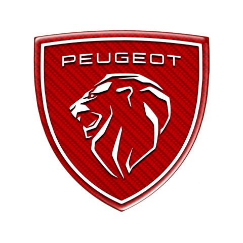 Peugeot Emblem Silicone Sticker Red Carbon New Design