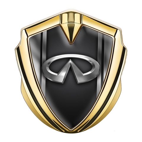 Infiniti Emblem Trunk Badge Gold Metallic Frame Chrome Logo Design