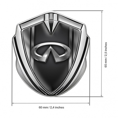 Infiniti Emblem Trunk Badge Silver Metallic Frame Chrome Logo Design
