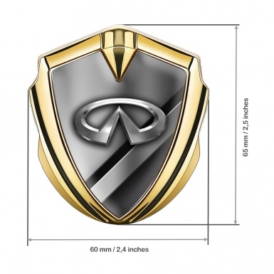 Infiniti Emblem Self Adhesive Gold Diagonal Metallic Effect Chrome Design