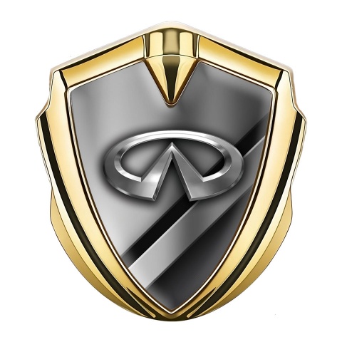 Infiniti Emblem Self Adhesive Gold Diagonal Metallic Effect Chrome Design