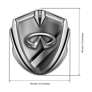 Infiniti Emblem Self Adhesive Silver Diagonal Metallic Effect Chrome Design