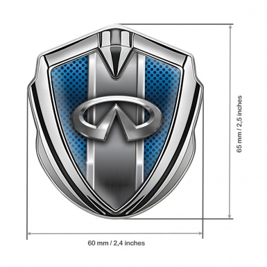 Infiniti Bodyside Emblem Badge Silver Blue Grate Metallic Pilon Design