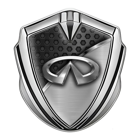 Infiniti Trunk Emblem Badge Silver Dark Hex Metal Molding Edition