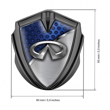 Infiniti Emblem Car Badge Graphite Blue Honeycomb Chrome Lath Edition