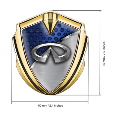 Infiniti Emblem Car Badge Gold Blue Honeycomb Chrome Lath Edition