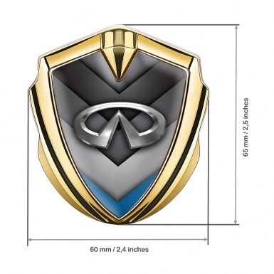 Infiniti Bodyside Domed Emblem Gold Stacked Panels Blue Fragment