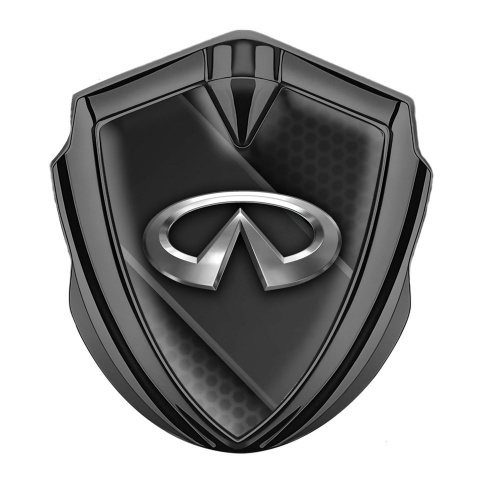 Infiniti Metal Emblem Self Adhesive Graphite Dark Ribbon Chrome Logo