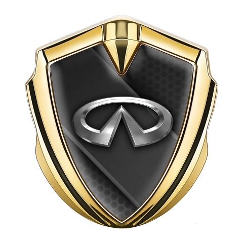 Infiniti Metal Emblem Self Adhesive Gold Dark Ribbon Chrome Logo