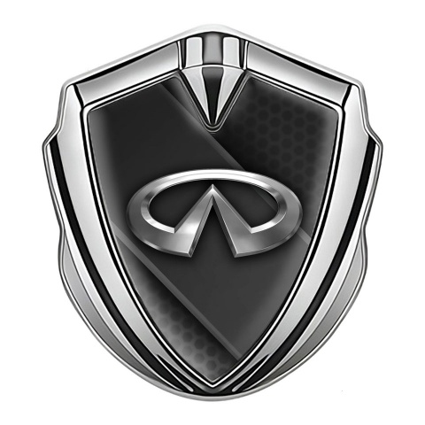 Infiniti Metal Emblem Self Adhesive Silver Dark Ribbon Chrome Logo