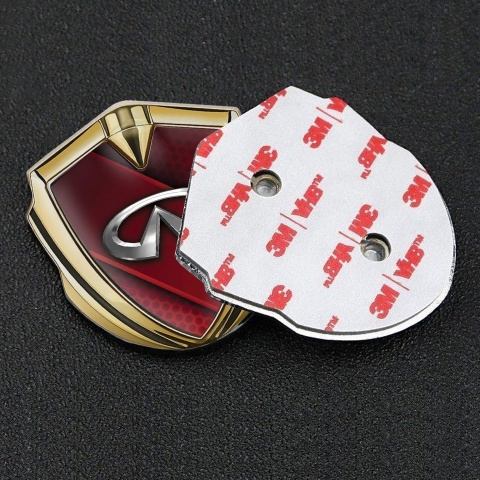 Infiniti Metal 3D Domed Emblem Gold Crimson Ribbon Metallic Edition