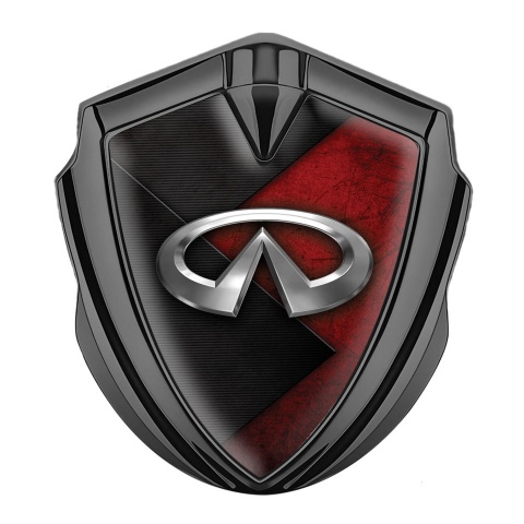 Infiniti Emblem Badge Self Adhesive Graphite Red Stone Motif Chrome Edition