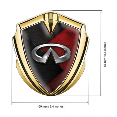 Infiniti Emblem Badge Self Adhesive Gold Red Stone Motif Chrome Edition