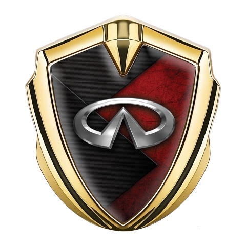Infiniti Emblem Badge Self Adhesive Gold Red Stone Motif Chrome Edition