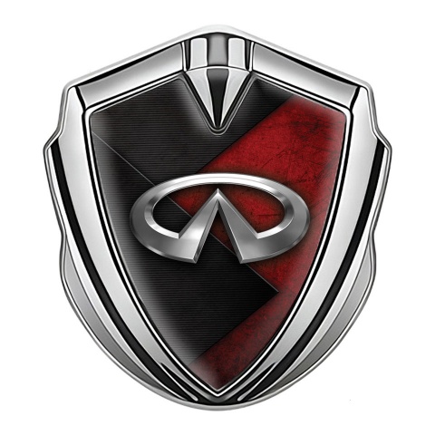 Infiniti Emblem Badge Self Adhesive Silver Red Stone Motif Chrome Edition