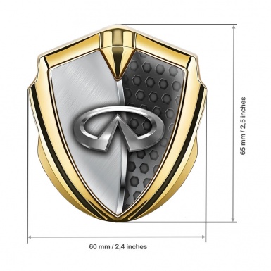 Infiniti Emblem Fender Badge Gold Half Hex Chrome Line Edition