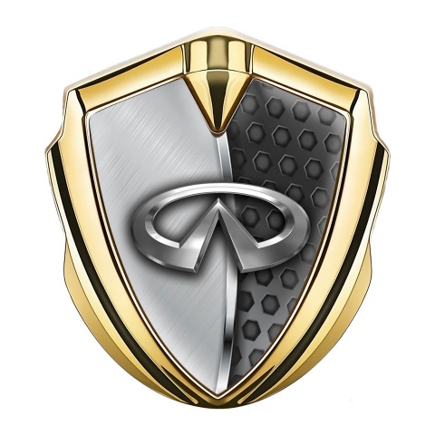 Infiniti Emblem Fender Badge Gold Half Hex Chrome Line Edition