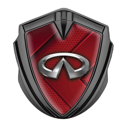 Infiniti Emblem Trunk Badge Graphite Red Hex Fragments Clean Chrome Logo