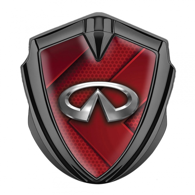 Infiniti Emblem Trunk Badge Graphite Red Hex Fragments Clean Chrome Logo