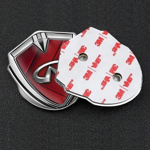 Infiniti Emblem Trunk Badge Silver Red Hex Fragments Clean Chrome Logo