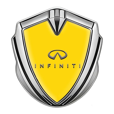 Infiniti Emblem Fender Badge Silver Yellow Base Elegant Logo Design