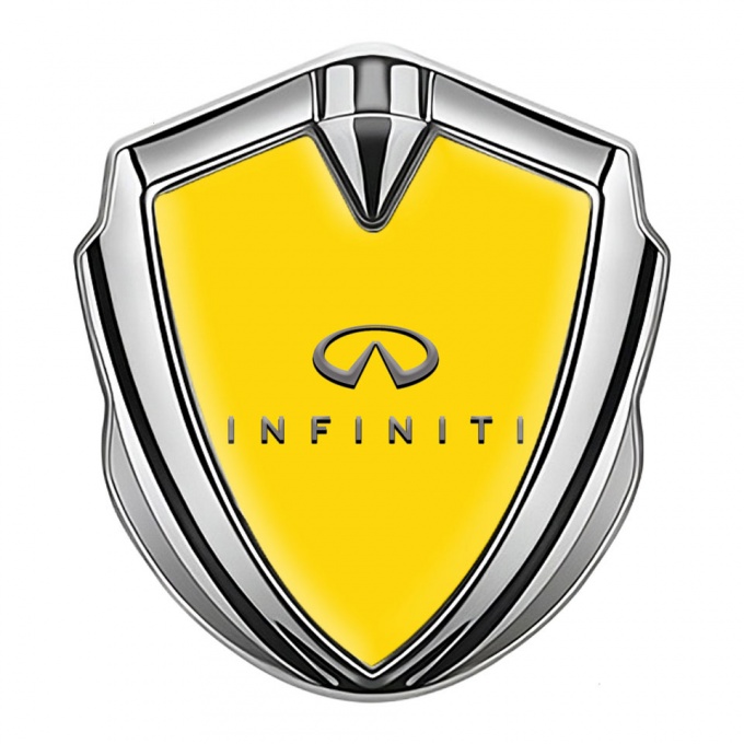 Infiniti Emblem Fender Badge Silver Yellow Base Elegant Logo Design