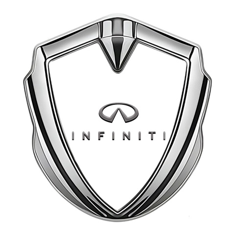 Infiniti Emblem Trunk Badge Silver White Background Slim Logo Edition