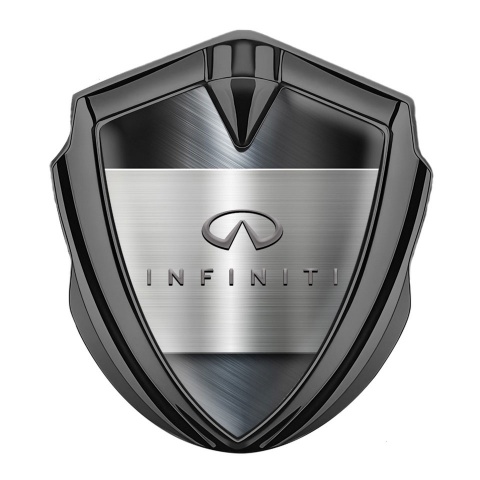 Infiniti Trunk Emblem Badge Graphite Steel Plaque Fine Grey Characters