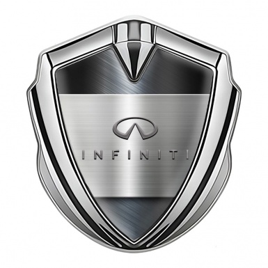 Infiniti Trunk Emblem Badge Silver Steel Plaque Fine Grey Characters