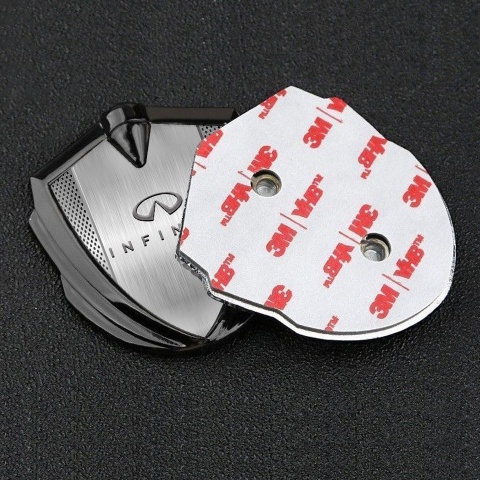 Infiniti Emblem Car Badge Silver Metal Grate Brushed Aluminum Design