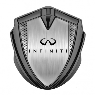 Infiniti Bodyside Domed Emblem Graphite Brushed Metal Black Logo Design