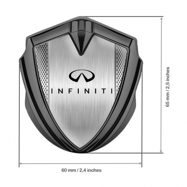 Infiniti Bodyside Domed Emblem Graphite Brushed Metal Black Logo Design