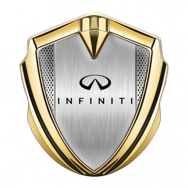 Infiniti Bodyside Domed Emblem Gold Brushed Metal Black Logo Design