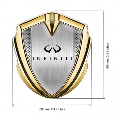 Infiniti Bodyside Domed Emblem Gold Brushed Metal Black Logo Design