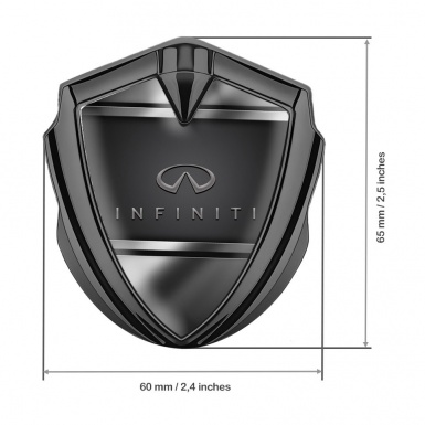 Infiniti Emblem Fender Badge Graphite Black Metallic Frame Classic Logo