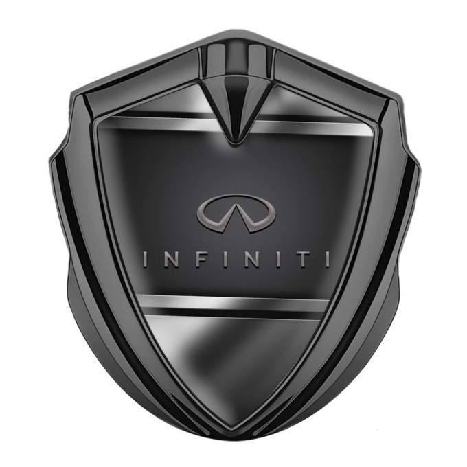 Infiniti Emblem Fender Badge Graphite Black Metallic Frame Classic Logo