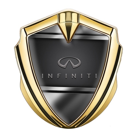 Infiniti Emblem Fender Badge Gold Black Metallic Frame Classic Logo