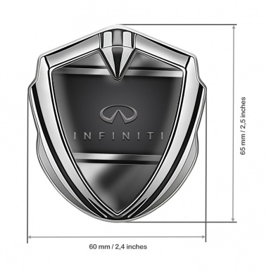 Infiniti Emblem Fender Badge Silver Black Metallic Frame Classic Logo