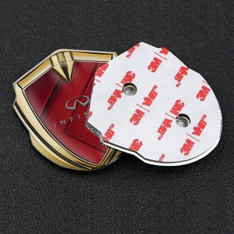 Infiniti Fender Emblem Badge Gold Red Honeycomb Fragments Design