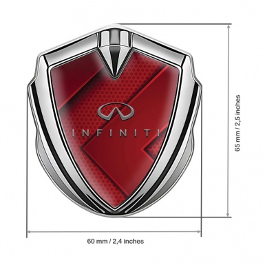 Infiniti Fender Emblem Badge Silver Red Honeycomb Fragments Design
