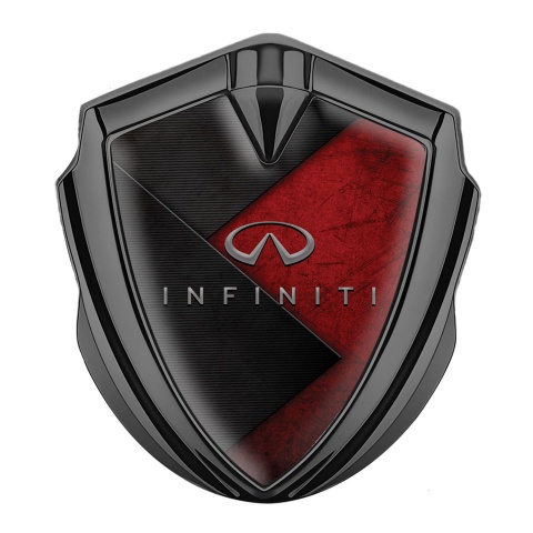 Infiniti Emblem Trunk Badge Graphite Scratched Red Base Charcoal Plate
