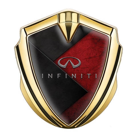 Infiniti Emblem Trunk Badge Gold Scratched Red Base Charcoal Plate