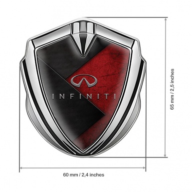 Infiniti Emblem Trunk Badge Silver Scratched Red Base Charcoal Plate