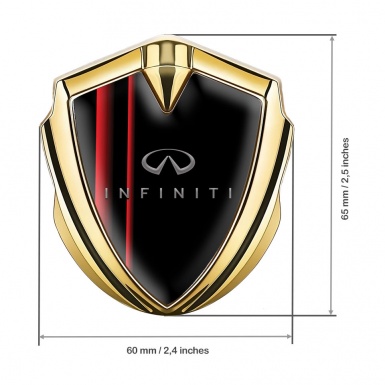 Infiniti Trunk Emblem Badge Gold Black Background Red Gradient Stripes