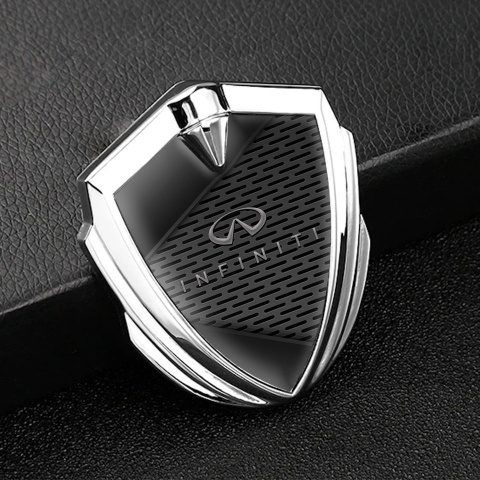 Infiniti Emblem Car Badge Silver Charcoal Grate Dark Panels Edition