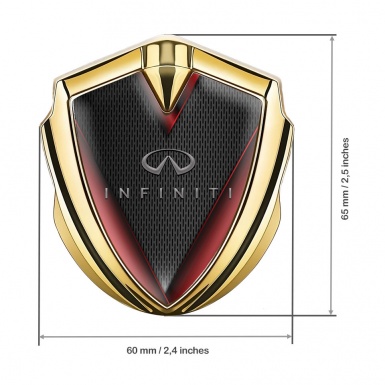 Infiniti Bodyside Domed Emblem Gold Fine Grate Red Side Fragments